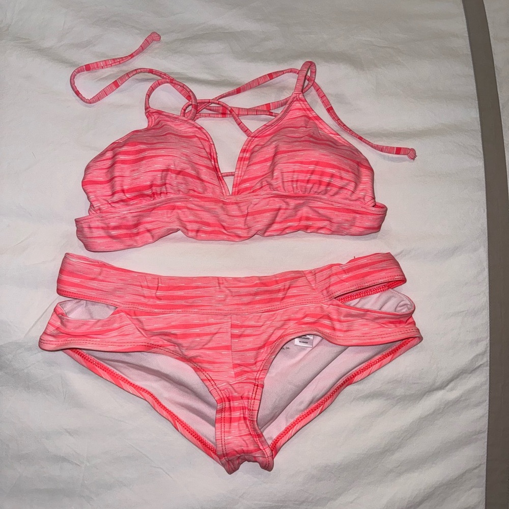 Athleta Pink Strappy Bikini Set